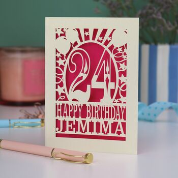 Personalised Any Age Papercut Birthday Card, 6 of 7