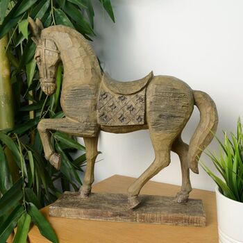 Horse 39cm Carved Wood Effect, 2 of 9