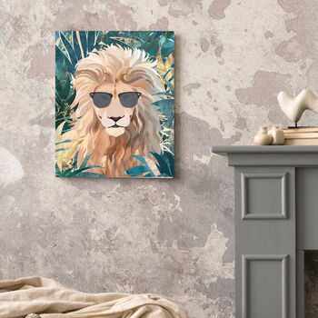 Lion In The Gold And Green Jungle Wall Art Print, 3 of 5