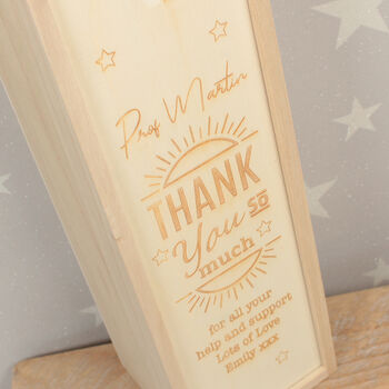 Personalised Thank You Engraved Wooden Bottle Box, 4 of 4