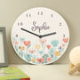 Personalised Floral Wooden Clock For Children, thumbnail 3 of 4