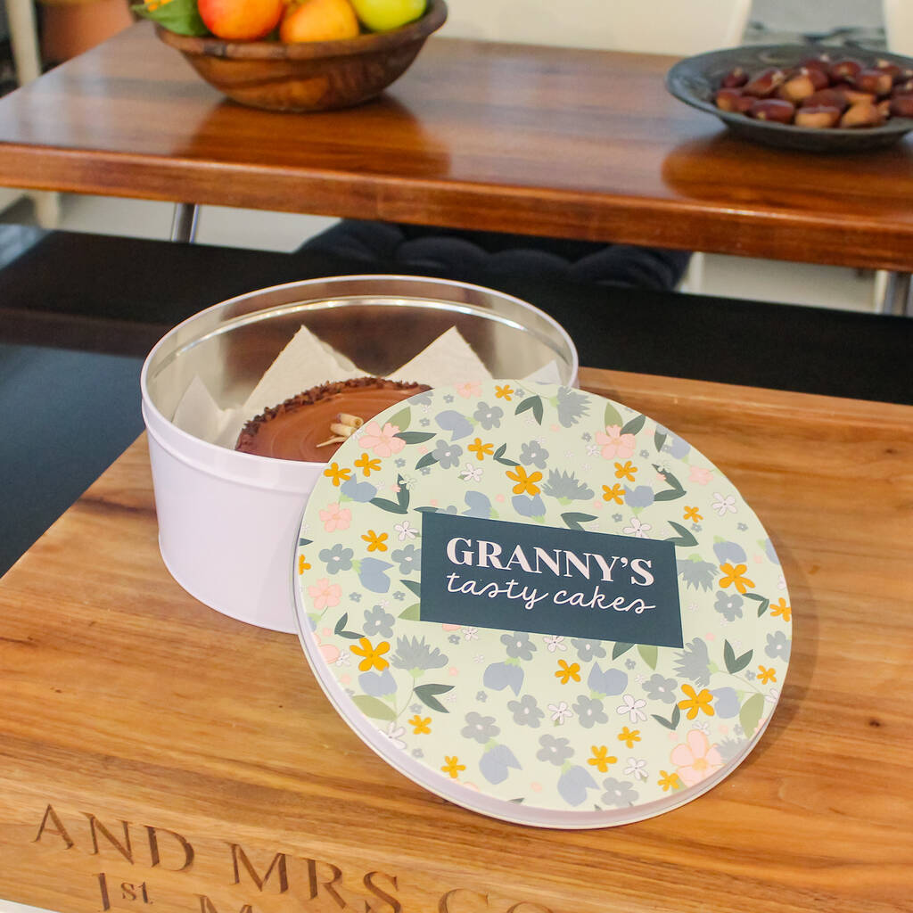 Personalised Floral Circle Cake Tin By Proper Goose