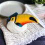 Hand Painted Ceramic Toucan Head Wall Sconce Vase, thumbnail 2 of 3