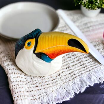 Hand Painted Ceramic Toucan Head Wall Sconce Vase, 3 of 3