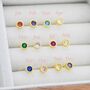 Sterling Silver Dotted Bezel Birthstone Stud Earrings, thumbnail 4 of 12