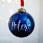 Glitter Navy Glass Personalised Bauble, thumbnail 1 of 4
