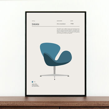 Swan Chair Modern Art Print, 5 of 5