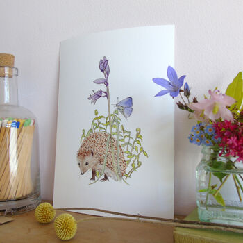 Hedgehog And Bluebell A5 Giclee Fine Art Print, 4 of 12