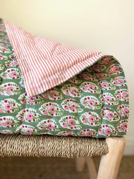 Reversible Indian Block Print Quilt, 6 of 11