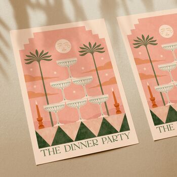 The Dinner Party, Pink, Boho Food And Drink Art Print, Martini Poster, 2 of 3