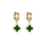 Green Chunky Clover Huggie In 18 K Gold Plate, thumbnail 1 of 3