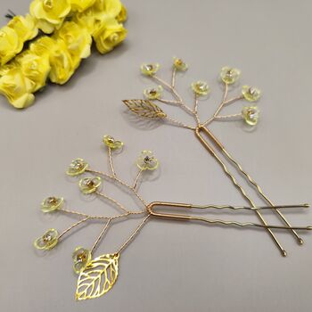Yellow Flower Hair Pin Set Of Two, 9 of 9
