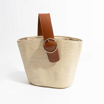 Saint Tropez Cream Cocoa Sraw Buckle Beach Bag, 2 of 4