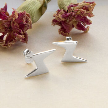 Sterling Silver Lightning Stud Earrings, 2 of 3