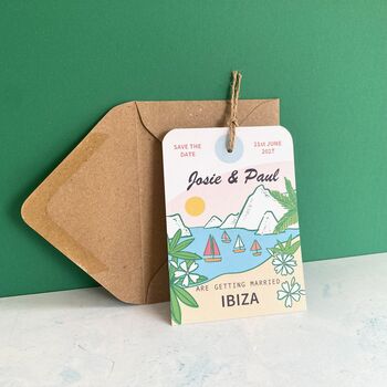 Ibiza Illustration Save The Date Luggage Tag, 4 of 8
