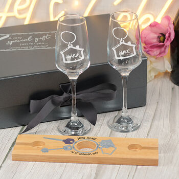 New Home Champagne Flutes And Bottle Butler Gift Set, 5 of 6