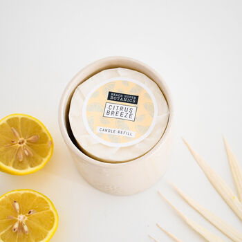 Lino Print Botanical Candle Pot With Refill Clotted Cream, 3 of 7