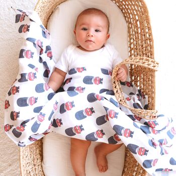 Muslin Swaddle Blanket London Soldiers Baby Gift, 10 of 12