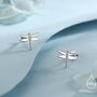 Internally Threaded Dragonfly Flat Back Earrings In Sterling Silver, thumbnail 2 of 12