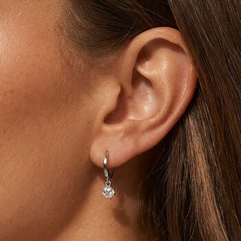 Gold Or Silver Women's Hoop Earrings With Round Stone Charm, 5 of 5