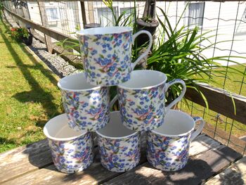 Set Of Six China Palace Mugs In Forget Me Knot Chintz Design, 3 of 8