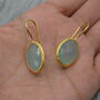 Aqua Chalcedony Gold Earrings: Dangle Drop, Silver, thumbnail 7 of 7