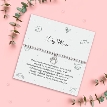 Dog Mum Silver Plated Beaded Bracelet In Box, 3 of 6