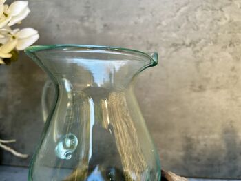 22cm Handmade Molten Glass Wine Jug Natural Teak Root Wooden, 6 of 12