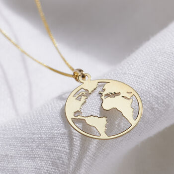 Petite 9ct Gold Globe Travel Charm Necklace, 3 of 5