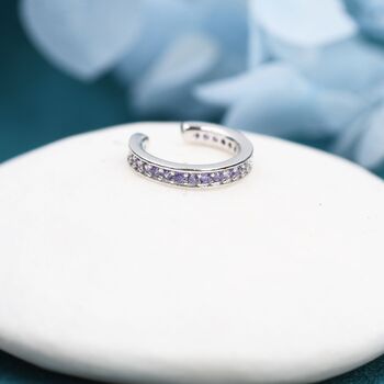 Sterling Silver Alexandrite Purple Cz Ear Cuff, 8 of 12