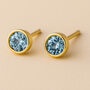 Gold Plated Sterling Silver March Aquamarine Birthstone Stud Earrings, thumbnail 1 of 3