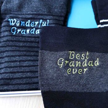 Personalised Name Gift For Grandfather Grandad Sock Set, 2 of 7