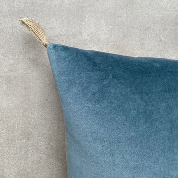 The Velvet And Linen Cushion Petrol Blue, 3 of 8