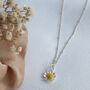 Sterling Silver Daisy Flower Pendant Two Tone Necklace, thumbnail 1 of 5