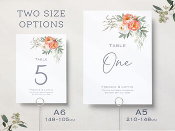 Wedding Table Numbers Vibrant Coral Peony, 2 of 4