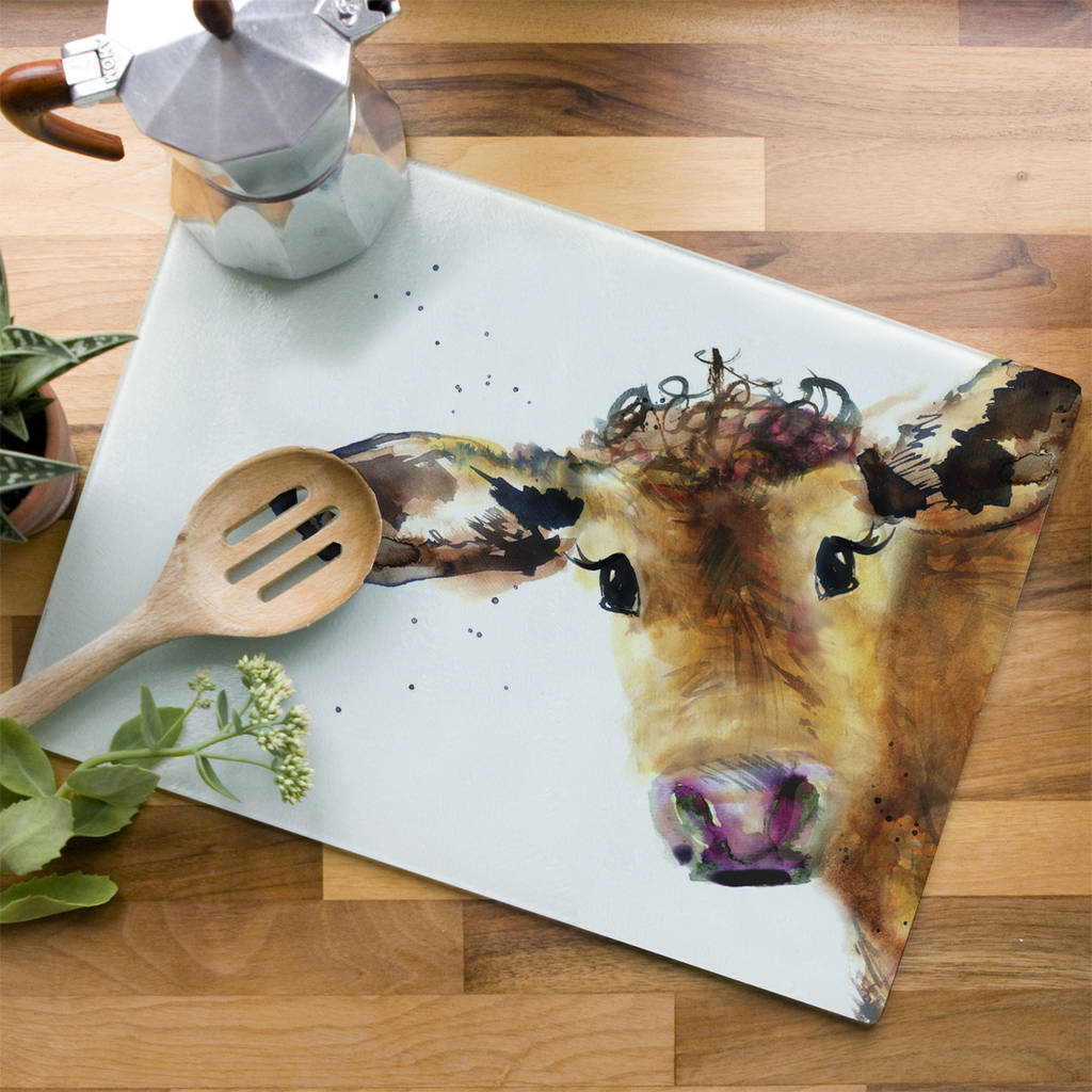 Inky Cow Glass Worktop Saver, 1 of 5
