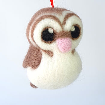 Felted Owl Christmas Decoration Barn Owl, 2 of 10