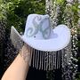 Personalised White Rhinestone Fringe Cowboy Hat, thumbnail 1 of 6