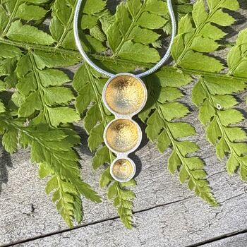 Small Triple Gold Leaf Dome Pendant, 2 of 8