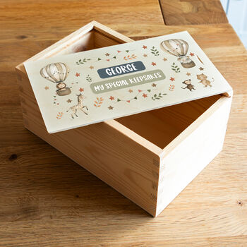 Personalised Safari Animals Keepsake Box With Sliding Lid, 3 of 5