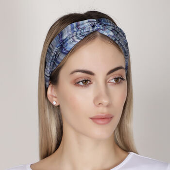 Stripes Blue Mulberry Silk Headband, 2 of 7