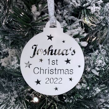 Baby's 1st Christmas Personalised Tree Decoration, 3 of 12