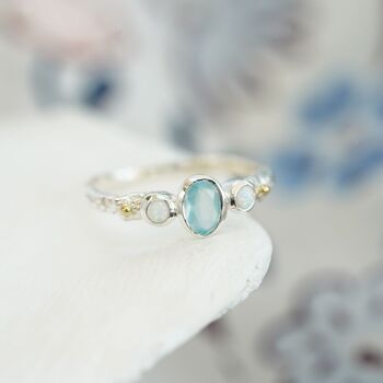 White Opal Ring With Aqua Chalcedony, 3 of 8