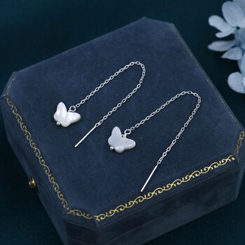 Mother Of Pearl Butterfly Ear Threaders, 3 of 10