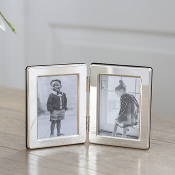 Mini Silver Plated Flat Edge Double Photo Frame, 4 of 4