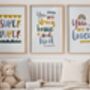 Nursery Print Set Of Three Super, Brave And Loved, thumbnail 1 of 5