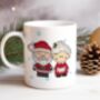 Personalised Whimsical Mr And Mrs Santa Claus Christmas Gift Mug, thumbnail 1 of 2