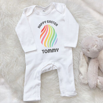 Multicoloured Personalised Easter Egg Babygrow, 2 of 3