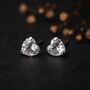 Sterling Silver Small Cubic Zirconia Heart Stud Earrings, thumbnail 4 of 9