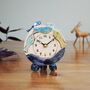 Handmade Clock With Fish Coloured In Blues, thumbnail 4 of 8